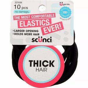 Scunci No Damage Thick Hair No Damage Hair Elastics Black 10 Ct